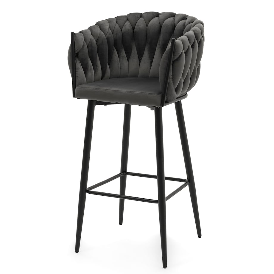 Hoker tapicerowany welurowy pleciony do salonu jadalni barowy glamour LATINA