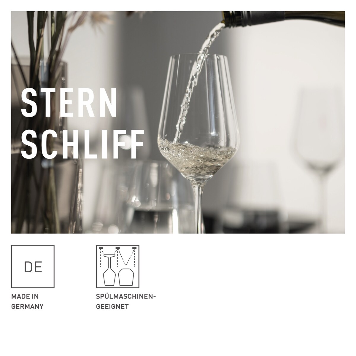 Ritzenhoff Zestaw 12 szt. Kryształowych Ryflowanych Kieliszków do Białego Wina i wody Sternschliff