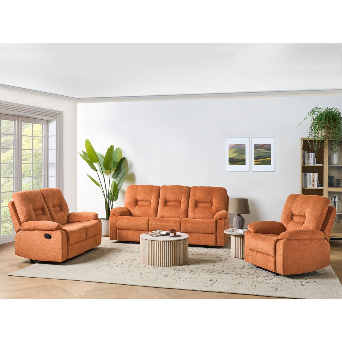 Sofa z manualną funkcją relaksu 2-osobowa pomarańczowa BERGEN