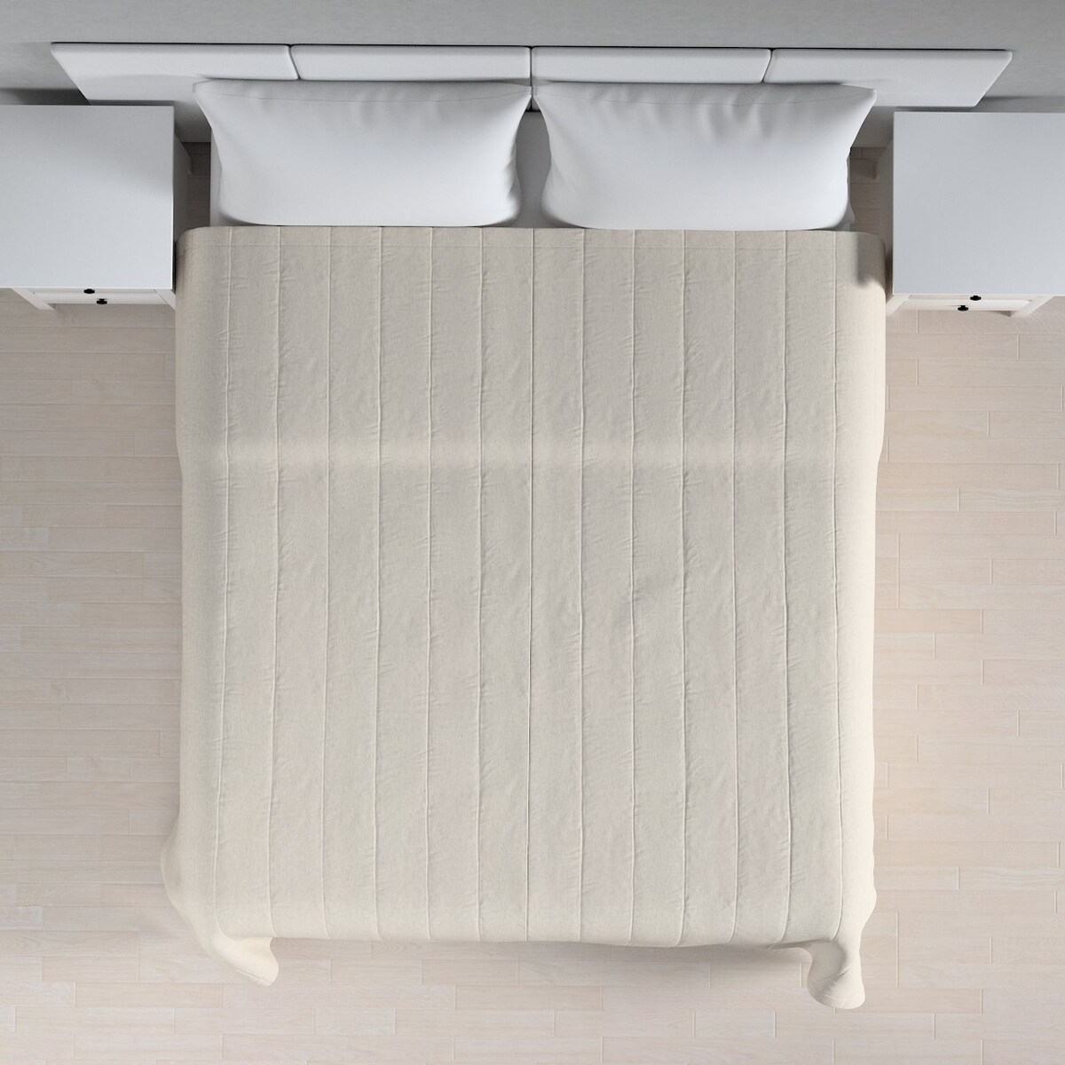 Narzuta pikowana w pasy 130x210 melanż szaro-beżowy