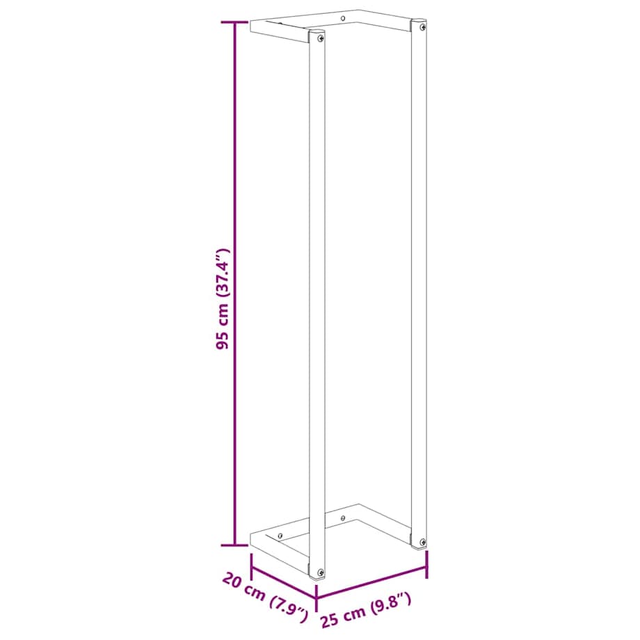vidaXL Stojak na ręcznik, czarny, 25x20x95 cm, żelazny