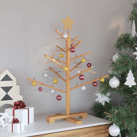 vidaXL Drewniana choinka z podstawą Brązowy 75 cm Lite drewno sosnowe