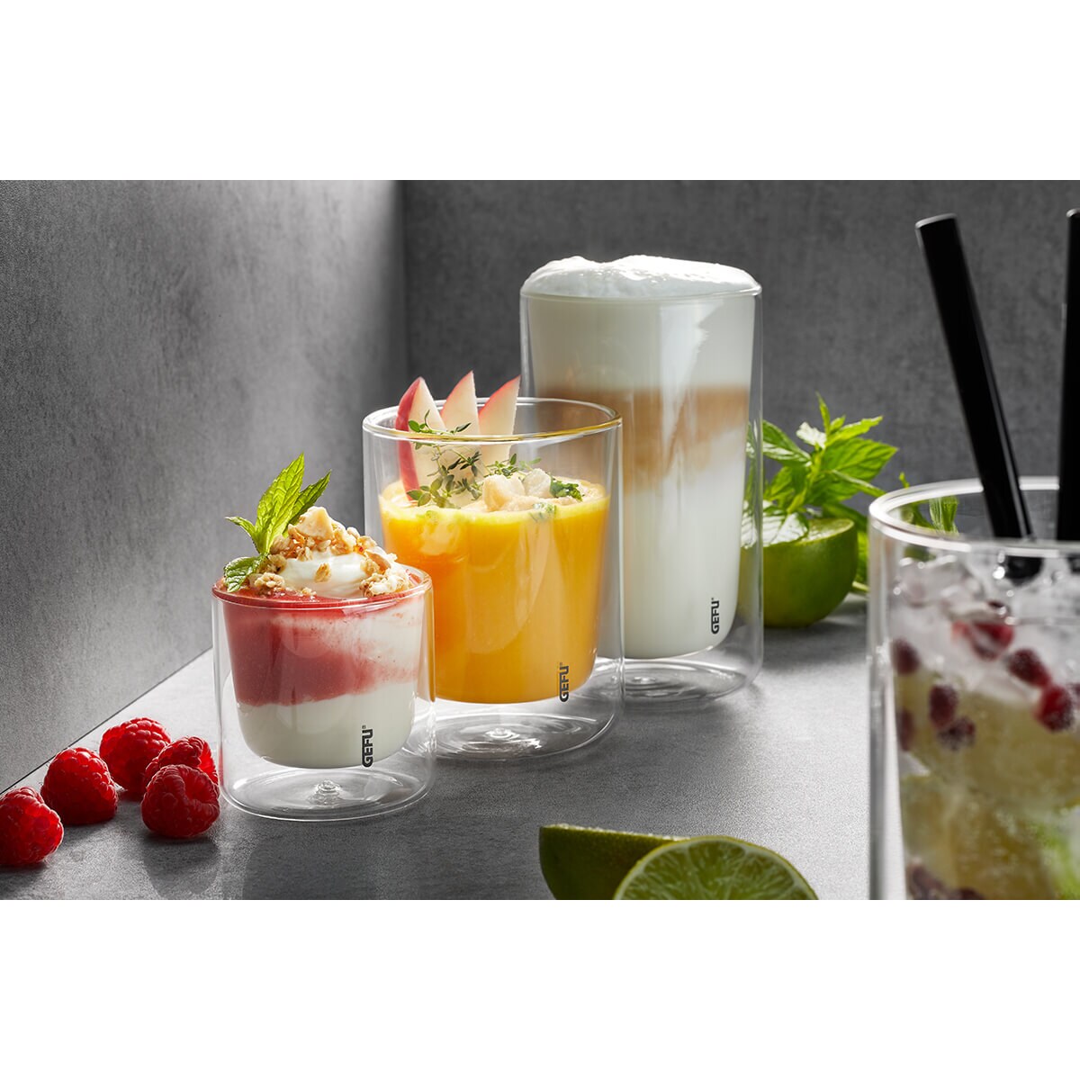 Zestaw 2 szklanek termicznych z podstawkami MIRA 80 ml