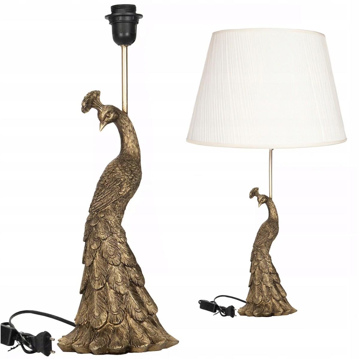 LAMPA STOŁOWA ZŁOTA PAW PTAK BIURKOWA NOCNA E27 glamour do salonu sypialni