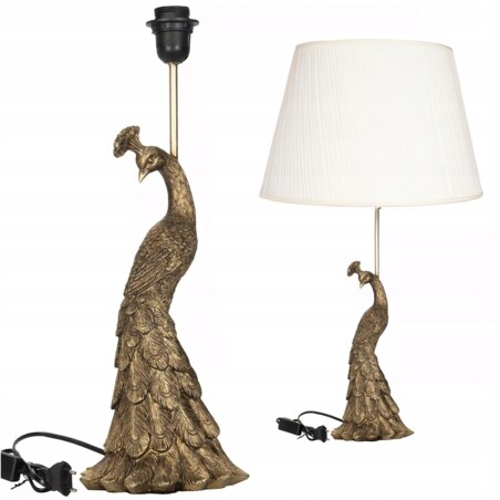 LAMPA STOŁOWA ZŁOTA PAW PTAK BIURKOWA NOCNA E27 glamour do salonu sypialni