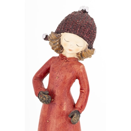 Figurka - Zimowa dziewczynka 20x7x7 cm TOSIA czerwona