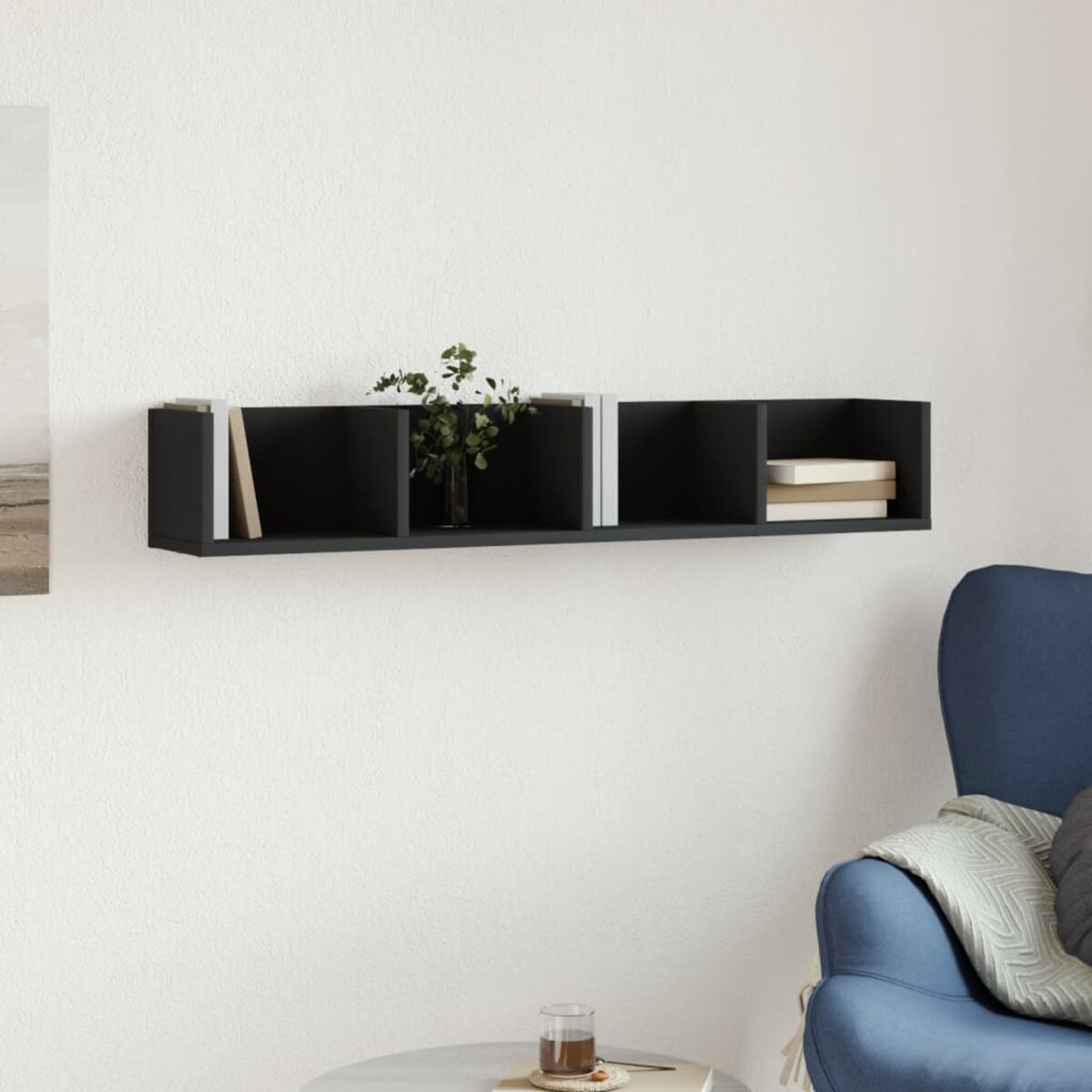 vidaXL Szafka wisząca, czarna, 99x18x16,5 cm, materiał drewnopochodny