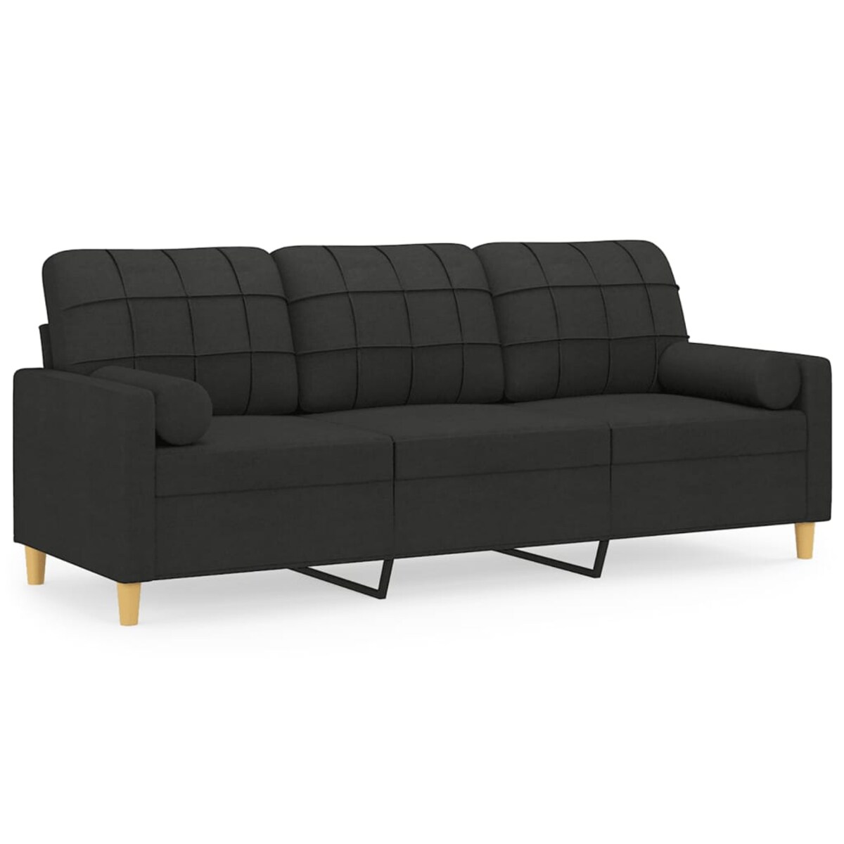 vidaXL 3-osobowa sofa z poduszkami, czarna, 180 cm, tkanina