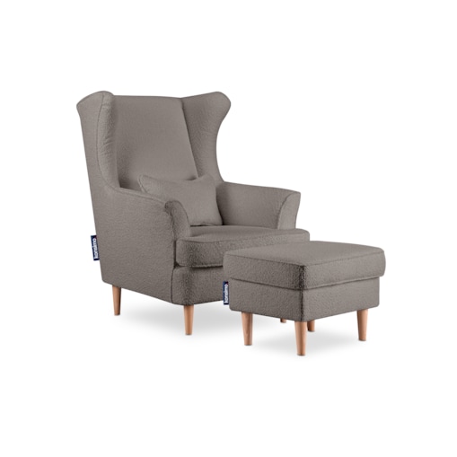 KONSIMO STRALIS Fotel + puf, kolor Beżowy