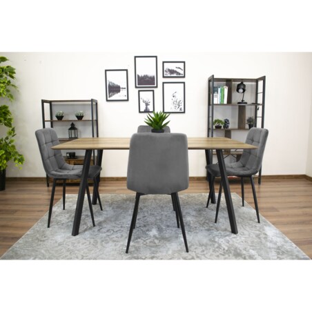 Krzesło Do Jadalni Kuchni Salonu Kara - Ciemny Szary Aksamit