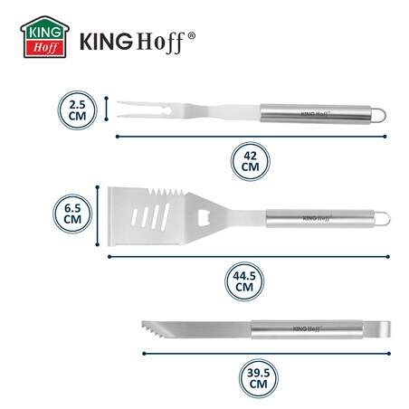 Zestaw przyborów do grilla, 3 elementy, Narzędzia do grillowania, KINGHOFF