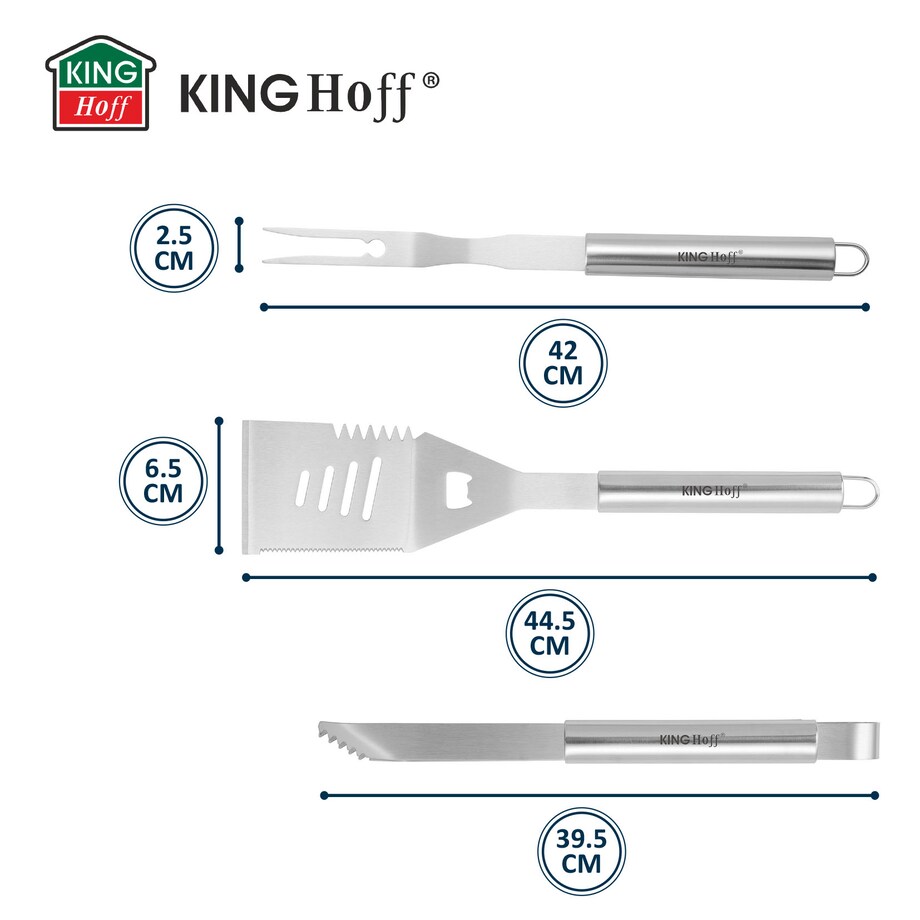 Zestaw przyborów do grilla, 3 elementy, Narzędzia do grillowania, KINGHOFF