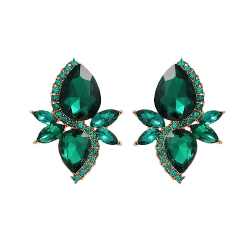 ŚREDNIE kolczyki zielone szmaragdowe łezki złote krople na sztyft do ucha