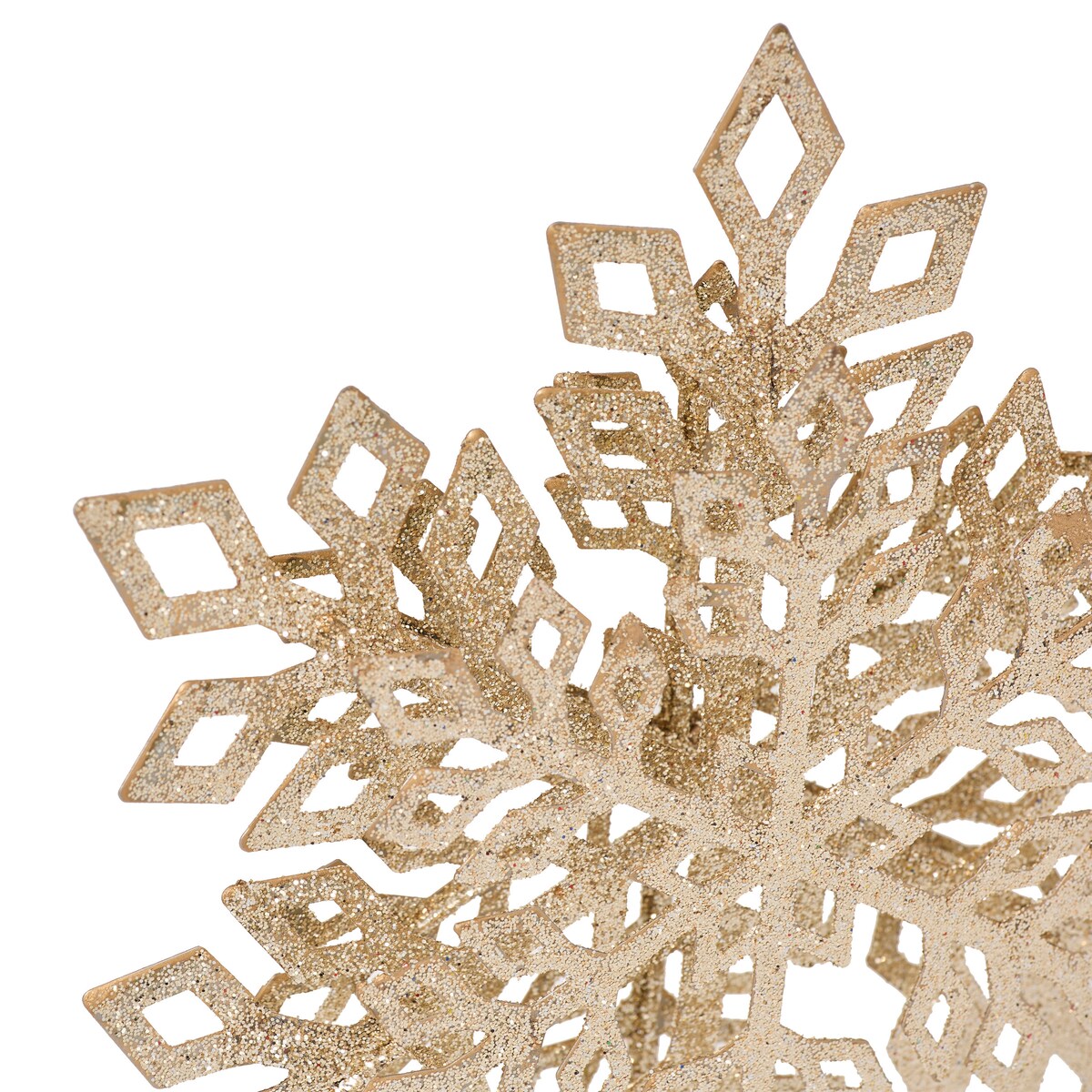 Czubek na choinkę, brokatowy płatek śniegu, metal, 20 cm