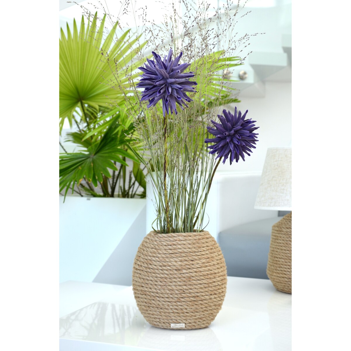 Wazon MARZENA w stylu BOHO jutowy do suszonej trawy i kwiatów * pleciony sznurek jutowy naturalny do trawy pampasowej kompozycji h 20 cm styl skandynawski