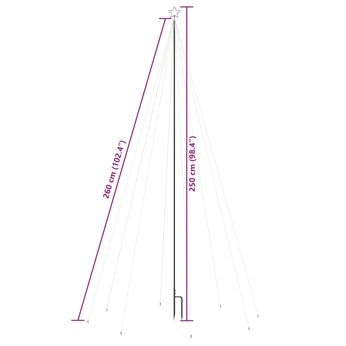 vidaXL Choinka z lampek ułożonych w wodospad, 400 diod LED, 2,5 m