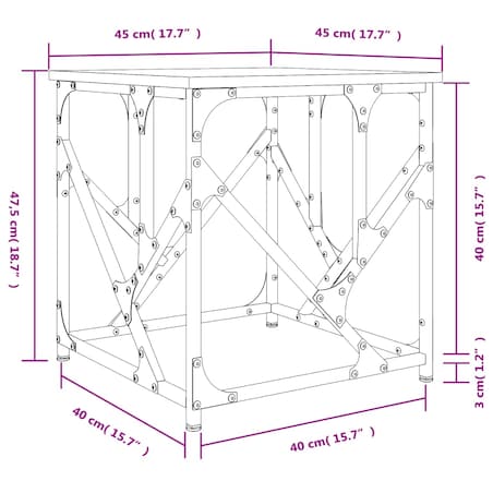 vidaXL Stolik kawowy, czarny, 45x45x47,5 cm, materiał drewnopochodny