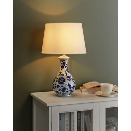 Lampa stołowa CARMEN Porcelana Biały/ niebieski