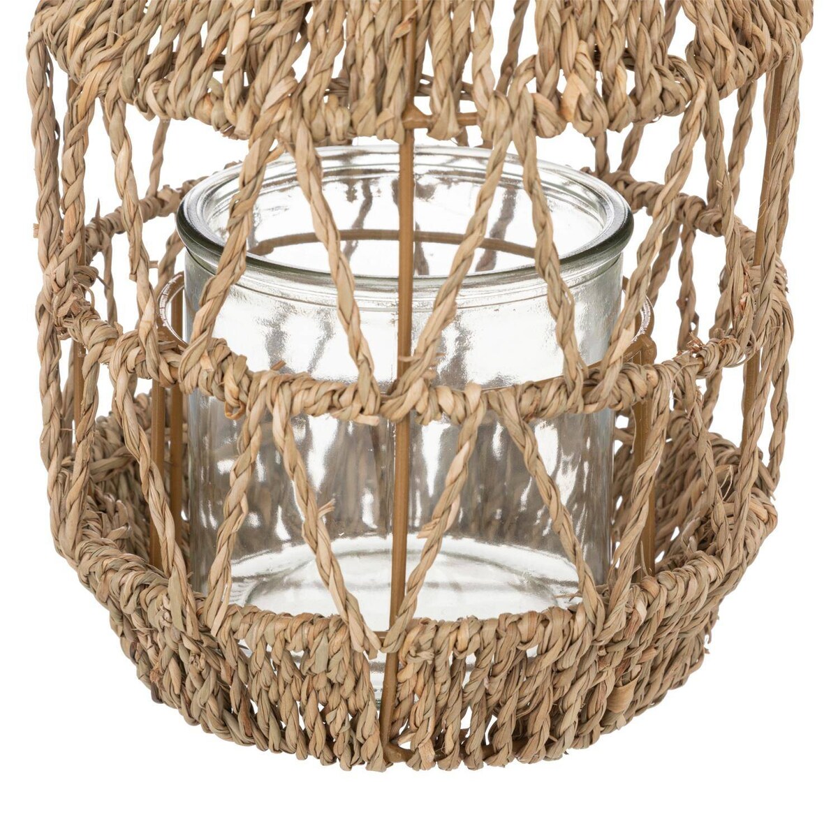 Lampion rattanowy na taras, z rączką, wys. 18 cm