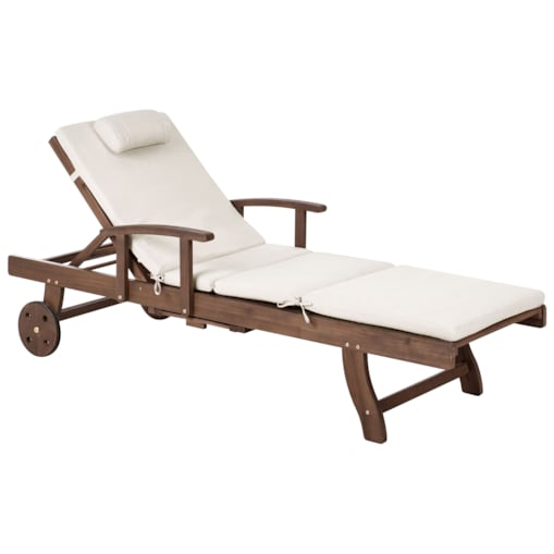 Leżak ogrodowy z poduszką AMANTEA PREMIUM Drewno akacjowe Jasnobeżowy