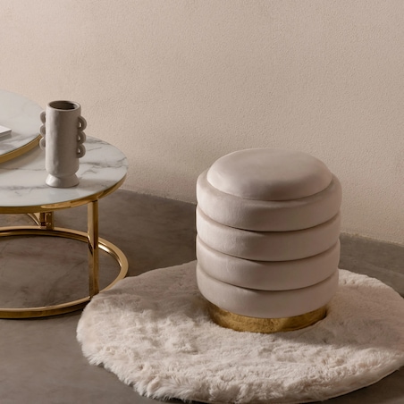 Pufa beżowa ze schowkiem Ø 36 cm YPSILA