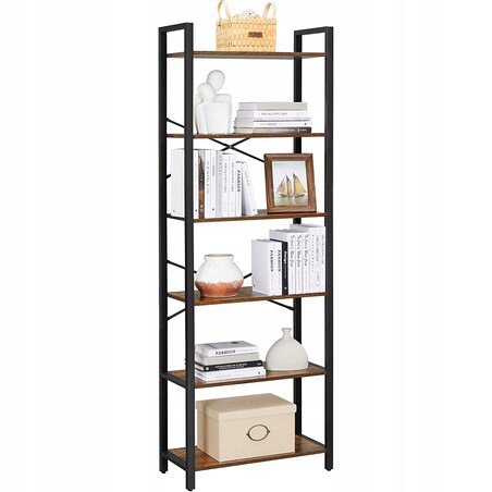 Regał Półka Na Książki 66X30X186 Cm Rustykalny Brąz (Vintage), Czarny