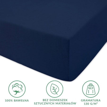 Prześcieradło jersey z gumką 160x200 kolor Ciemny Granat