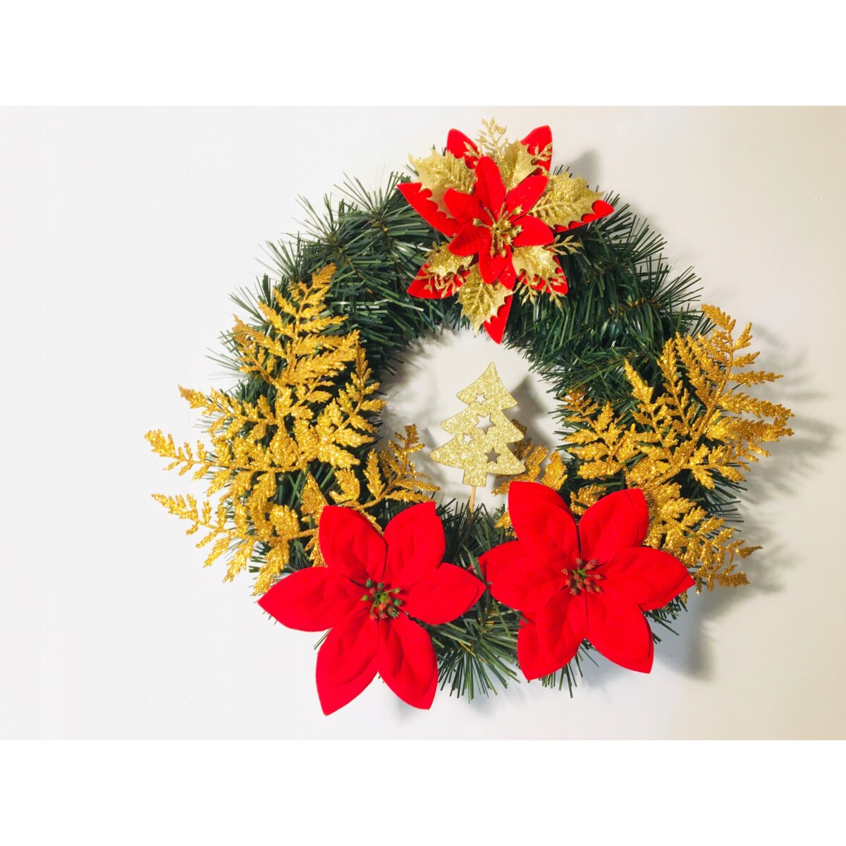 WIANEK sztuczny udekorowany świąteczny na prezent drzwi okno 30cm gwiazda