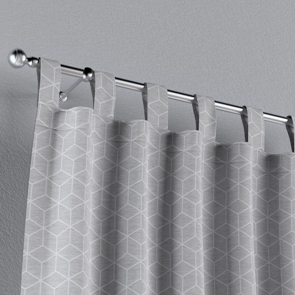 Zasłona na szelkach 1 szt. 130x260 wzór sześcianów na szarym tle