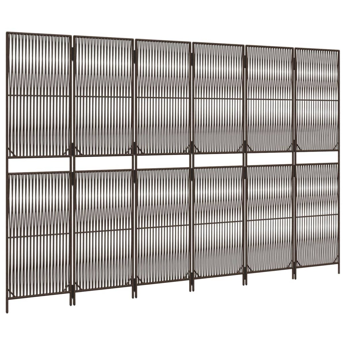 vidaXL Parawan 6-panelowy, brązowy, polirattan