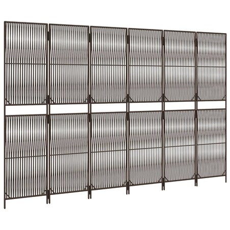 vidaXL Parawan 6-panelowy, brązowy, polirattan