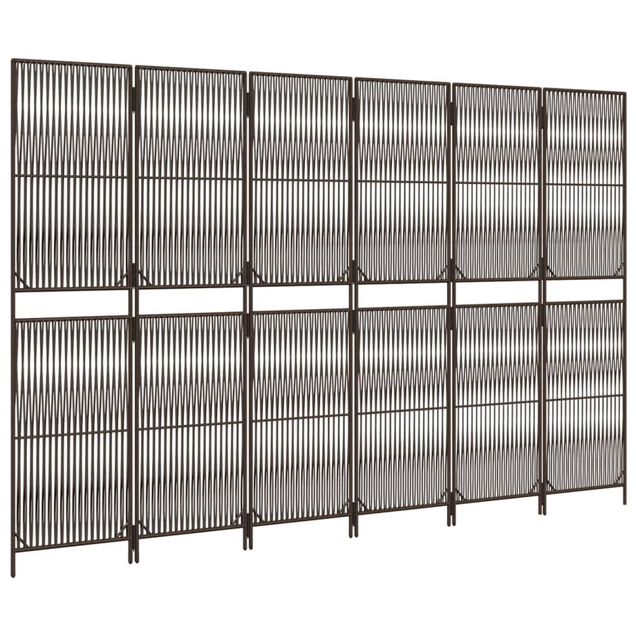 vidaXL Parawan 6-panelowy, brązowy, polirattan