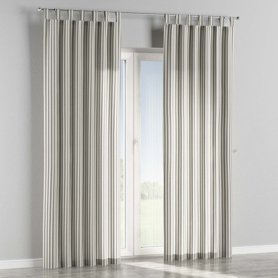 Zasłona na szelkach 1 szt. 130x245 szaro-białe pasy (1,5cm)