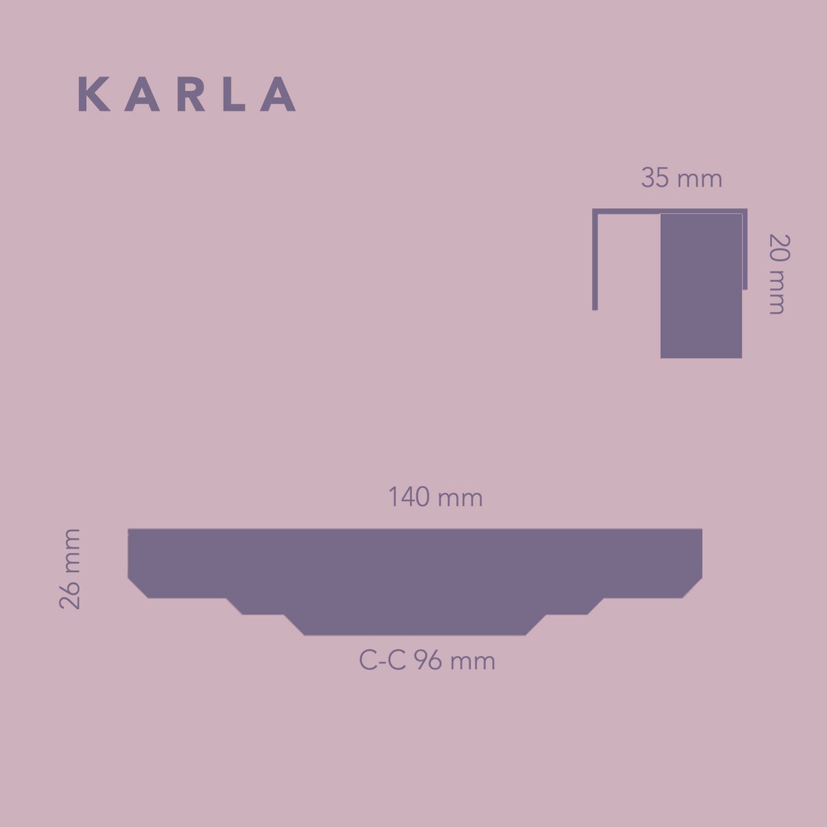 KARLA SILVER uchwyt meblowy krawędziowy srebrny polerowany lakierowany