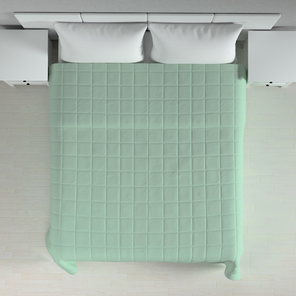 Narzuta pikowana w kratę 130x210 zieleń eukaliptusa