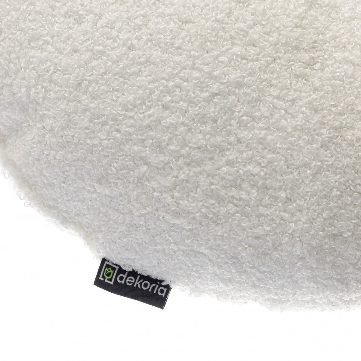 Poduszka okrągła z guzikiem, biała bukla, ⌀37 cm, Boucle Teddy