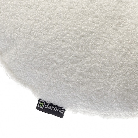 Poduszka okrągła z guzikiem, biała bukla, ⌀37 cm, Boucle Teddy