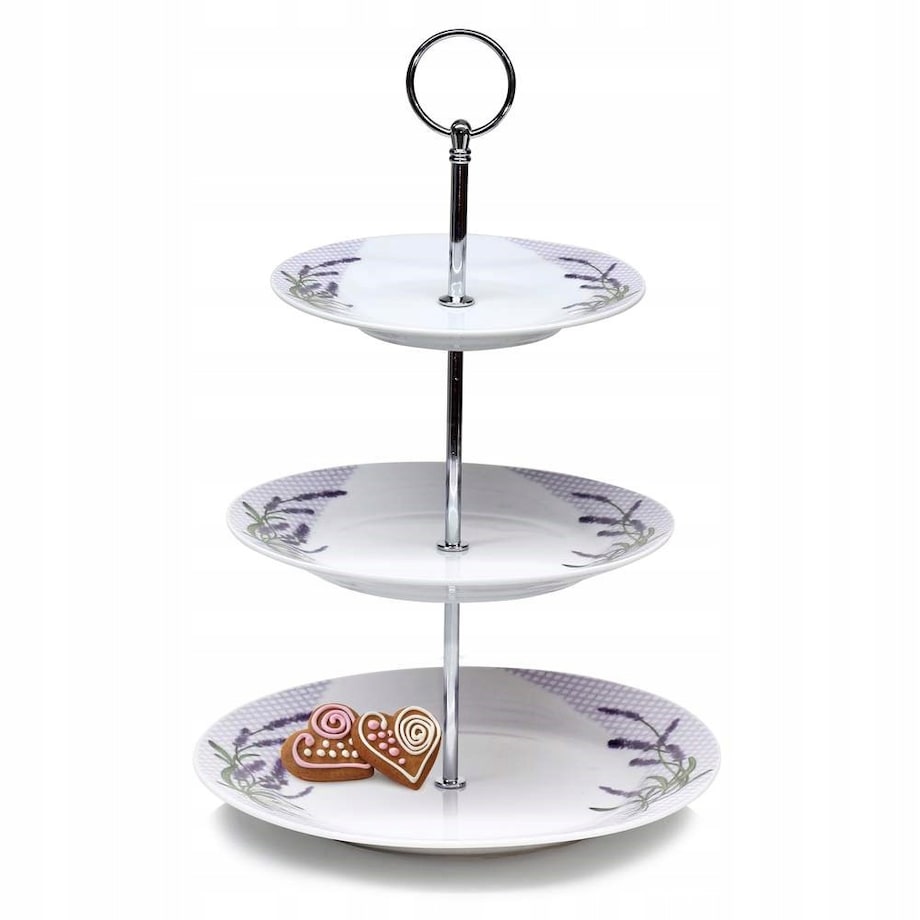 PATERA CERAMIKA w dekor lawenda na ciasto owoce przyjęcia prezent piętrowa