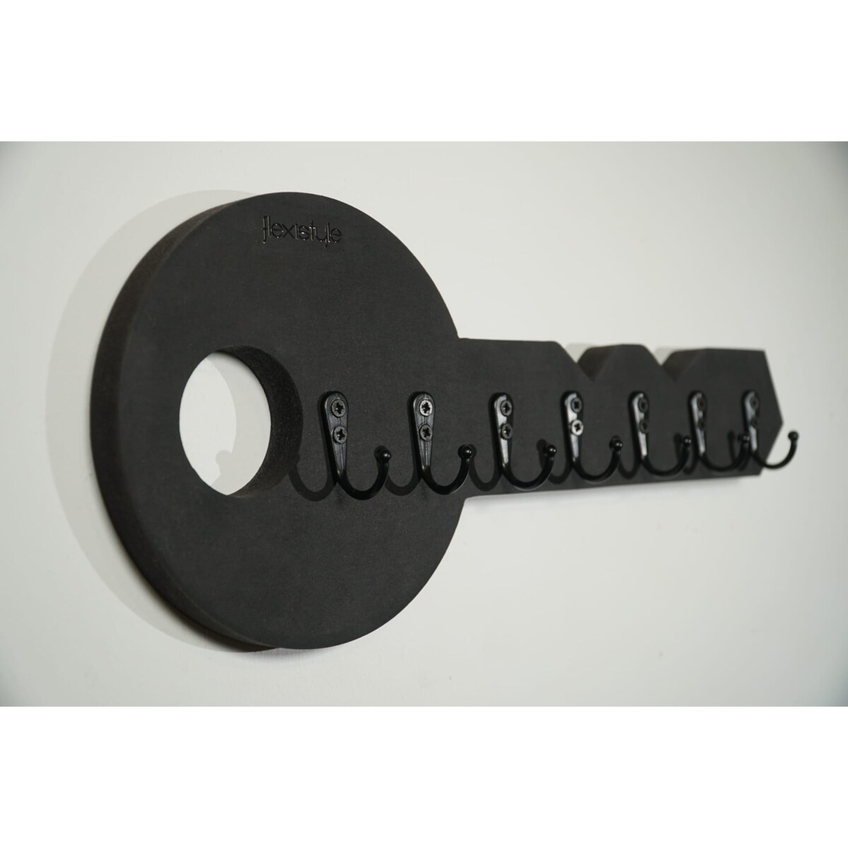 Drewniany wieszak na klucze Klucz Czarny