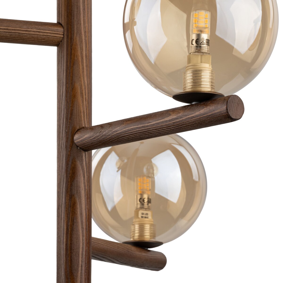 Żyrandol TK Lighting ESTERA WOOD 11095 drewniany 3xG9 regulowana wysokość bursztynowe szkło