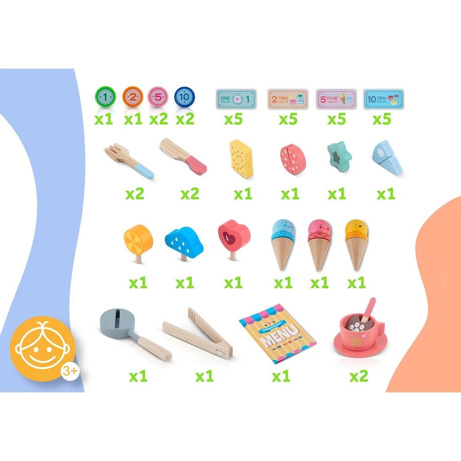 Drewniana kawiarnia lodziarnia Nukido NK-880 ekspres zabawka dla dzieci zestaw 788000