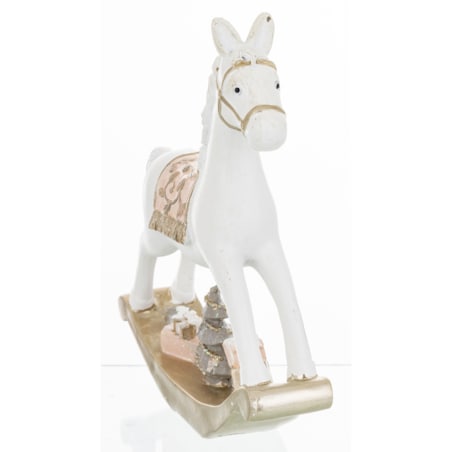 Figurka - biały konik na biegunach 17x17 cm BIANC