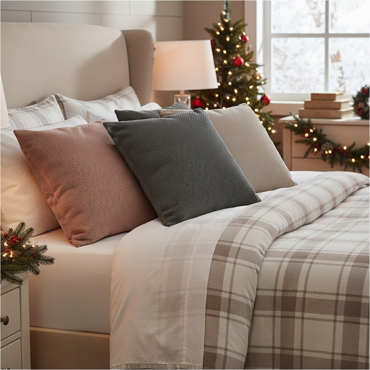 Poduszka Z Wkładem Ozdobna Jesienna Dekoracyjna 45X45 Cm Beżowa