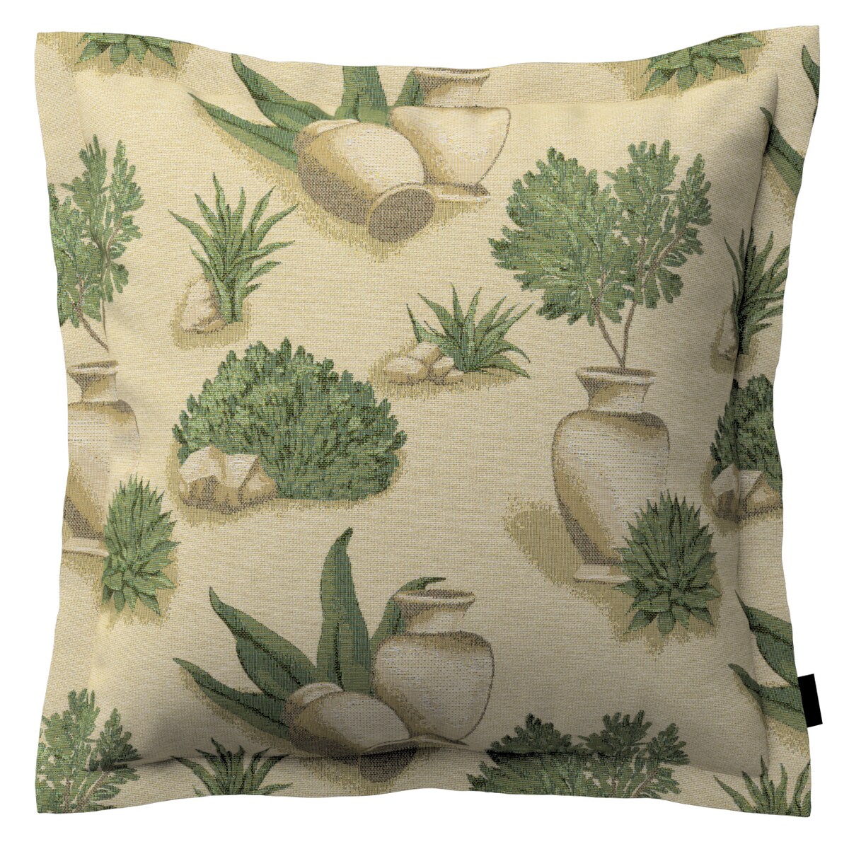 Poszewka Mona na poduszkę 45x45 beżowo-zielony motyw roślinny