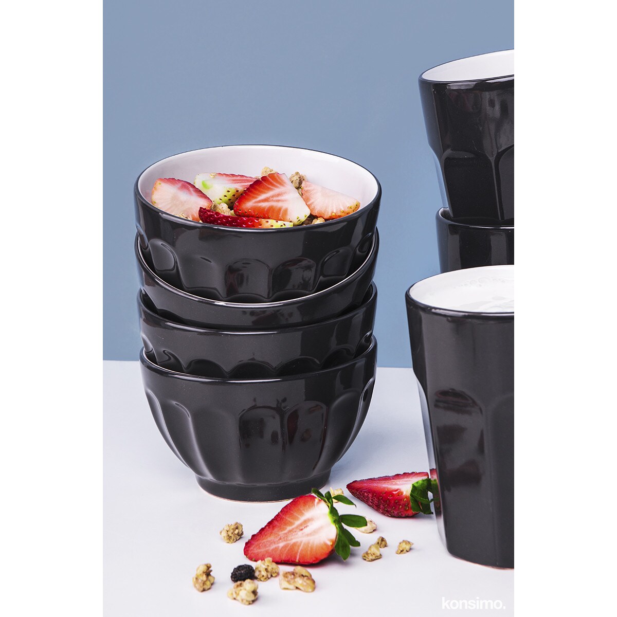 Konsimo CAMPI Kubek, ciemny szary/biały