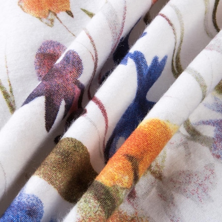 Pościel flanelowa 220x200 Florina Snow biała z kolorowymi kwiatami, Flanelove