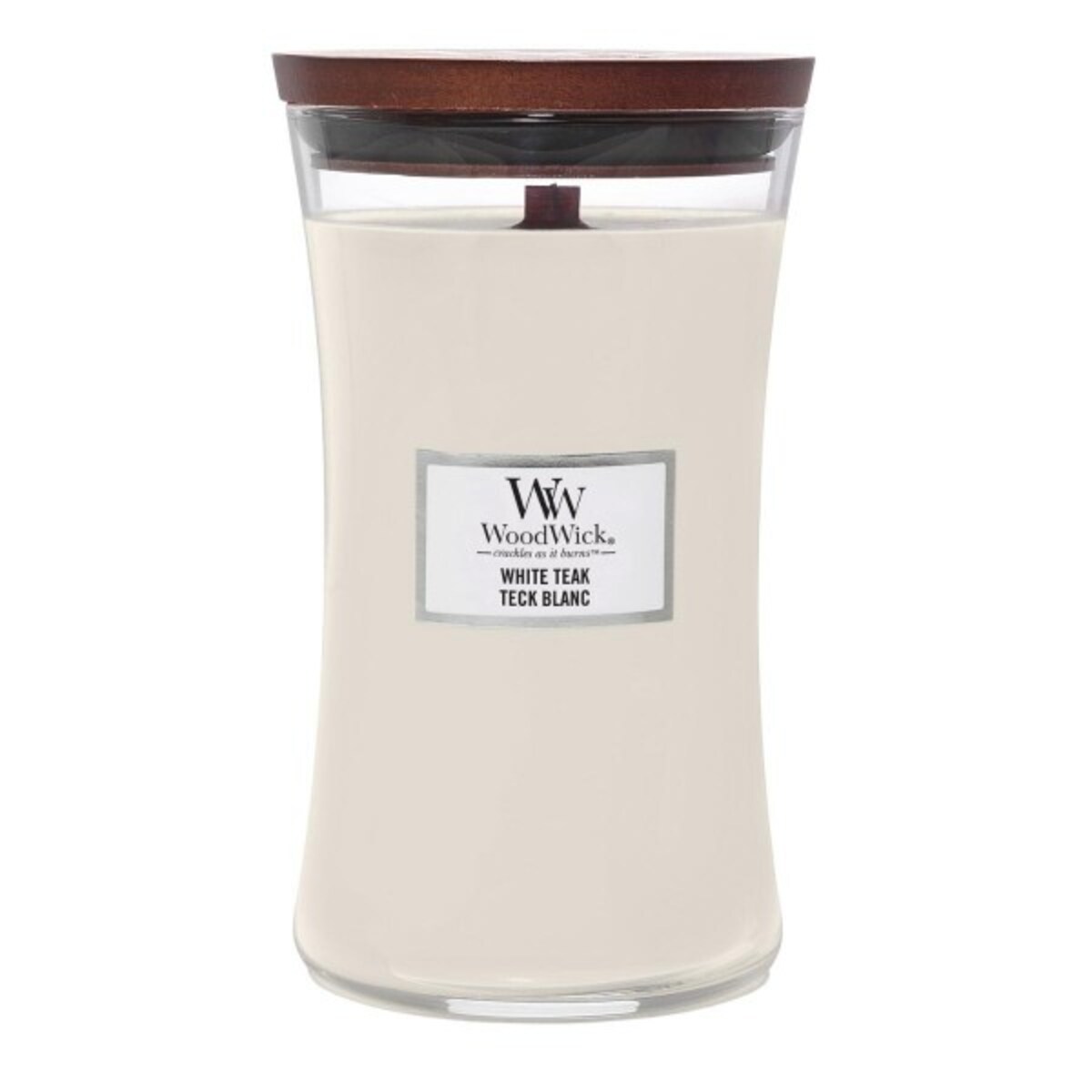 WoodWick świeca duża WHITE TEAK