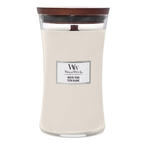 WoodWick świeca duża WHITE TEAK