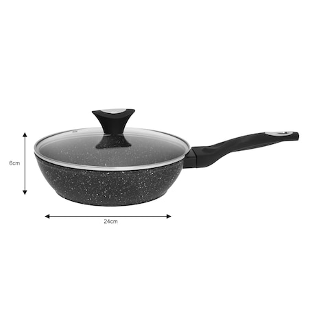 Patelnia granitowa z pokrywką głęboka 24cm indukcja gaz KLAUSBERG Marmo Gold