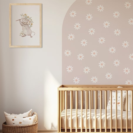 Naklejka na ścianę łuk brudny róż - stokrotki L